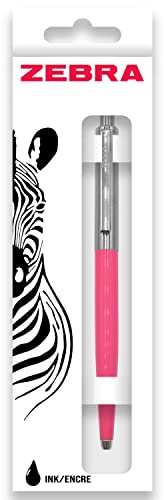 Zebra Pen 901 Retractable Ballpoint Pen - Medium Point 1.0mm Nib - Black Ink - Deep Pink Barrel