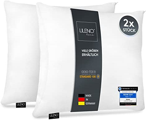 LILENO HOME Mikrofaser Kissen 60x60 cm 2er Set - Waschbar bis 95°C - Mit Reißverschluss Kissen Füllkissen Dekokissen Zierkissen für Bett oder Sofa