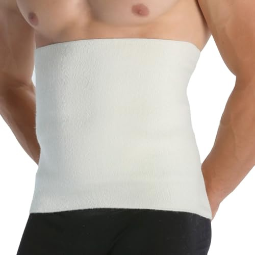 Easy8 - (Weiß, XL Bauchweggürtel, Nierenwärmer Herren, Bauchbinde aus Wolle und Baumwolle, Rückenwärmer, Nierengurt, Bauchgurt, Bauchband, Damen, Unisex, thermisch, elastisch
