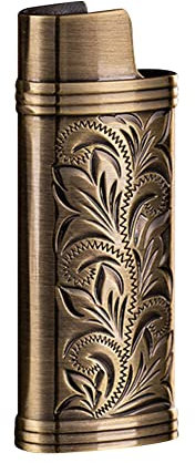Katutude Feuerzeughülle Vintage Metall Feuerzeug Schutzhülle, Wiederverwendbare Feuerzeughülle, Tragbar Feuerzeug-Hülle mit Blumenmuster für Mini Feuerzeug Außengehäuse