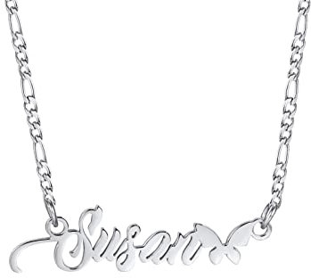 XUANPAI Collier Prénom Personnalisé Femme, Collier Nom en Acier Inoxydable, Argent/Or 18 Carats/Or Rose Cadeau de Bijoux Pour Maman, Petite Amie, Soeur, Famille et Vous-même (NNC-132)