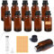Furuising 10 Piezas Botella de Vidrio Ámbar,50ml Botella de ámbar Vacía Pequeñas Botellas de Cristal con Tapa 20ml Jeringa Embudo para Aceites de Masaje/Aromaterapia/Perfume
