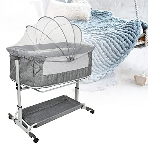 MAYMAR Babybetten, Baby Beistellbett, Reisebett Baby, Faltbare BabyBett für Baby mit weich Matratze, Tragbar, mit Rollen Kinderbett, Baby-Spielbett mit Moskitonetz (113 * 66 * 84cm)