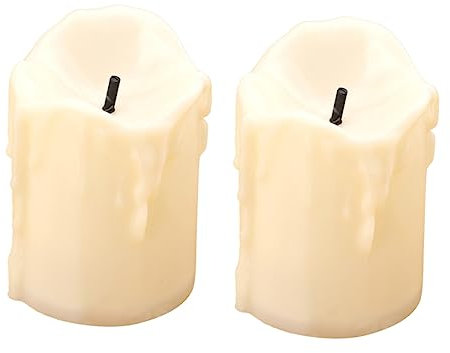 OSALADI Realistisch Flackernde -kerzen 2er-pack Flammenlose Kerzen Mit Schwarzem Docht Beigefarbene Muschelkerzen Für Nächtliche Partydekorationen Zu Hause