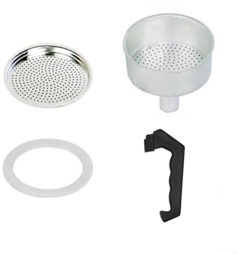 URPIZY Stovetop Coffee Maker Replacement Parts for Stainless Steel Moka Pot, Handle, Funnel, Rubber for RING, Filter(12 Cup)