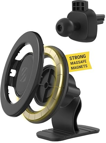 Scosche MagicMount SMSDV 2025 Upgraded Magnetische Handyhalterung Auto – 360° drehbar, mit Adapter für alle Smartphones, für Lüftung & Armaturenbrett, kompatibel mit iPhone/MagSafe