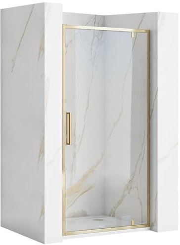 Rea PORTE DE DOUCHE À ENTROUVRIR RAPID SWING GOLD 100 Verre trempé de sécurité transparent 6 mm (Doré)