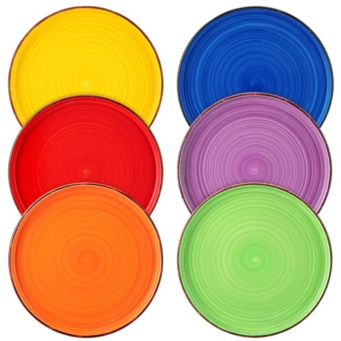 vancasso Bonita - Juego de 6 platos de postre de cerámica de 8.5 pulgadas, platos llanos resistentes a los arañazos, aptos para lavavajillas y microondas, platos de ensalada, platos laterales para