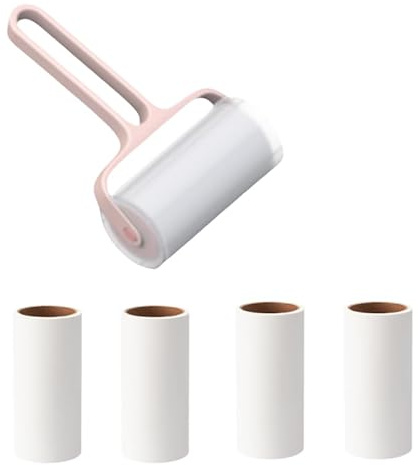 Fusselrolle, 4 Ersatzblätter à 300 Blatt, super klebrig zum Entfernen von Tierhaaren, geeignet für Kleidung, Teppich, Autositze, Staub(rosa)