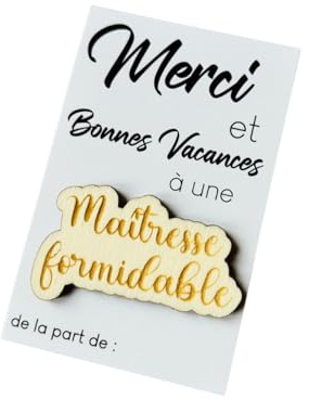 Carte Pin's en Bois - Cadeau remerciements Maitresse Nounou Atsem Maître