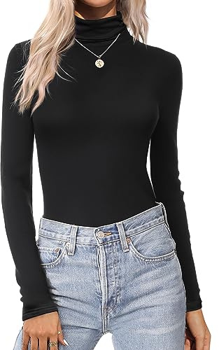 Zeagoo Roll Neck Top for Women Long Sleeve Turtleneck Top Polo Neck Tops | High Neck Top｜Winter Base Layer｜Stretch Fitted T Shirts｜Cosy Thermal Top｜Ideal for Daily Wear/Work/Loungewear/Party｜XS-XXL