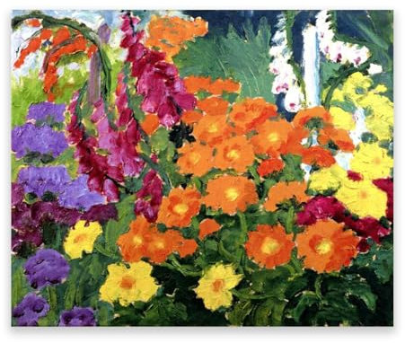 RYLJCZ Abstrakte Berühmte Nolde Gemälde. Poster und Kunstdrucke E. Nolde.(Flower Garden) Reproduktion auf Leinwand. Deko Bild für Wohnzimmer 55x66cm(21.6x25.9in Rahmenlos