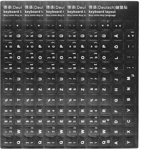 NIANOPKM 5 Pezzi Kit Adesivi Tastiera per conversione Layout in Tedesco, Keyboard Stickers, Tastiera del Computer Portatile per Qualsiasi Tastiera Standard (Nero)