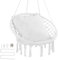 VEVOR Hanging Hammock Swing, 330 lbs Capacity, Macramé Hanging Chair with Cushion and Mounting Hardware, Cotton Rope Swing for Bedroom, Balcony, Patio, Garden, White