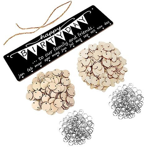 FUNOMOCYA 1satz Geburtstagskalender Erinnerungstafel Personalisierbarer Hängender Holzkalender Mit Herzen Und Runden Anhängern Für Wanddekoration Von Familie Und Freunden