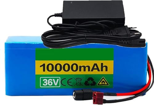 Batterie Lithium-ION 18650 10S3P, Batterie au Lithium étanche 36 V 10 Ah, Batterie Rechargeable au Lithium Haute Puissance, Protection BMS intégrée, PVC étanche pour Moteur 200 W ~ 800 W 36