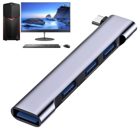 Hub USB de 4 puertos – Adaptador multipuerto USB, divisor USB para laptop, adaptador multipuerto USB, hub USB 3.0, divisor tipo C de alta velocidad, divisor USB portátil para accesorios de computadora