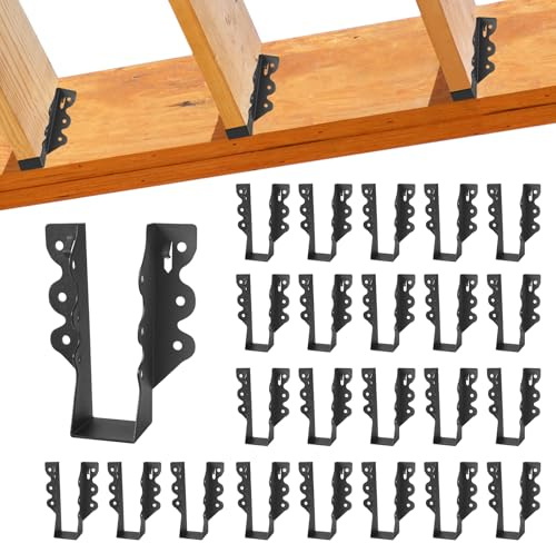 Q235B Balkenaufhänger, 5,1 x 15,2 cm, Stahl, schwarz, pulverbeschichtet, für Sparren, Sparrenhalterungen für Boden, Deck und Deckenbalken, 24 Stück