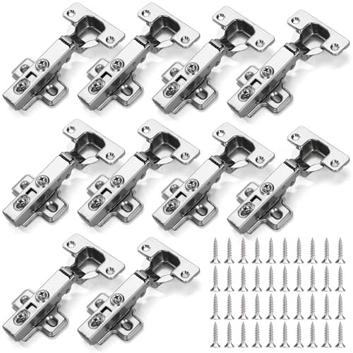 Scharniere für Schranktüren Schrankscharniere mit Dämpfer 110 Grad Eckanschlag Soft Close Scharniere Einfache Montage für Badezimmer Schlafzimmer Esszimmer 10 Stück