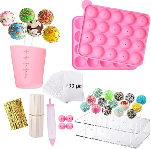 Wowlela Cake Pop Formen-Set, 305-teiliges Lollipop-Cake-Pop-Maker-Set mit Cake-Pop-Ständer, 20 Mulden