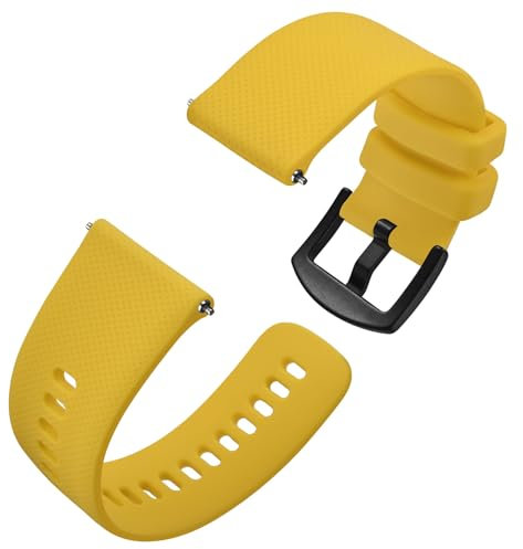 Anbeer Bracelets de Montres en Silicone pour Femme Homme, 22mm Bracelets de Montre en Caoutchouc à Déclenchement Rapide,Jaune