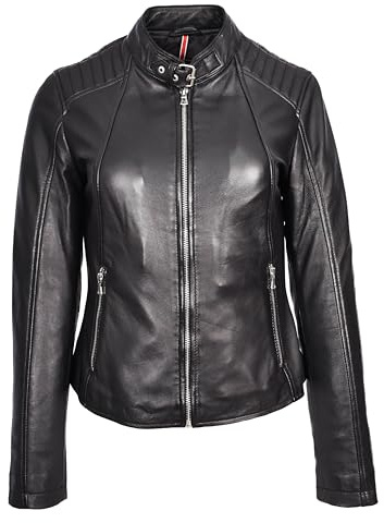 Womens Real Leather Classic Biker Style Jacket Sophia