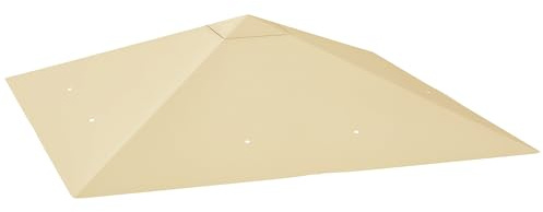 Outsunny Pavillon-Ersatzabdeckung, 3 x 3 m, Ersatzabdeckung für Gartenpavillon, Dach mit Abflusslöchern, wasserabweisende PVC-Beschichtung, 370 g/m², LSF 30+, nur obere Abdeckung, Beige