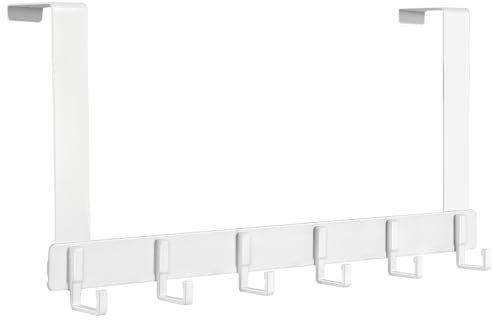 shungran Gancho para colgar sobre la puerta, resistente para abrigos, toallas, llaves y almacenamiento de bolsas (6 ganchos blancos)