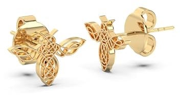 The Princess 14K Gold-Plated Titanium Honey Bee Stud Earrings – Limited Edition, Dainty Bee Earrings for Women, Gold Bee Jewelry, Nature-Inspired Gift for Bee Lovers