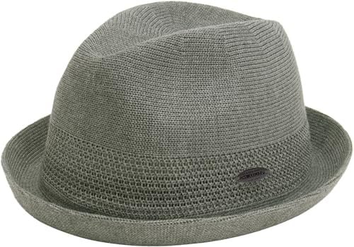 CHILLOUTS Yala Hat, grau, S-M - Pork Pie Trilby Mix Hut Herren, Unisex Sommerhut, Hochwertiger Trilby Leicht, Stilvoller Pork Pie Herren Verstellbar, Hut Männer Elegant