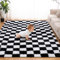 Superweicher Teppich für Schlafzimmer, 1,5 x 2,4 m, schwarz-weiß, klassisch, kariert, zottelig, rutschfest, Hochflor, weich, flauschig, flauschiger Teppich für Wohnzimmer, Schlafzimmer, Kinderzimmer