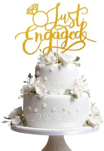 1 Stück Engagement Just Engaged Cake Topper Glitter,Verlobung Deko CakeDecoration Cake Topper,for Wedding Anniversary Engagement Bridal Shower Party Decoration Gold