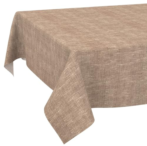Tischdecke abwaschbar Tischtuch Tafeldecke Tischwäsche Leinen Baumwolle Leinenoptik Wasserdicht Pflegeleicht Fleckenschutz 90x130cm Hellbraun
