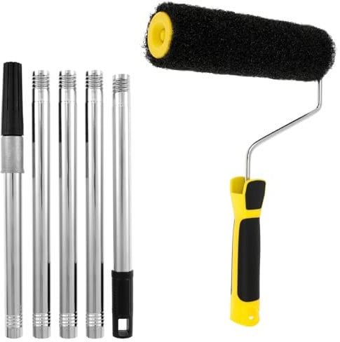 9inch Paint Roller with Extended Detachable Thickended Pole, Long Household Wall Painting Tool, Wall Roller Brush for Walls and Ceiling Surface