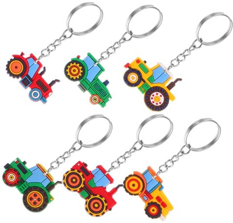 Milisten Lot De 6 Porte-Clés De Voiture Agricole Porte-Clés À Ressort De Ferme Porte-Clés À Thème De Ferme De Fête De Tracteur De Pâques Scolaire