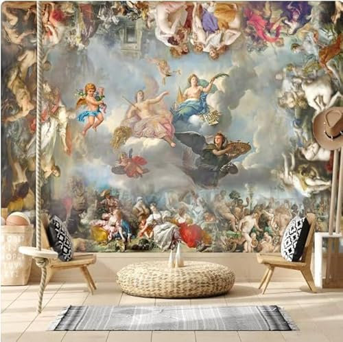 Stereoskopische Handbemalte Retro Engel Figur 3D Tapeten Tapete Luxus Home Esszimmer Fototapete Effekt Wohnzimmer Schlafzimmer Kinderzimmer-150cm×105cm