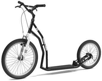 YEDOO Three Y40 Tretroller - Kickscooter für Erwachsene mit Luftreifen 20/16 und Tragfähigkeit bis zu 150 kg. Scooter Roller mit verstellbarem Lenker. Schwarz