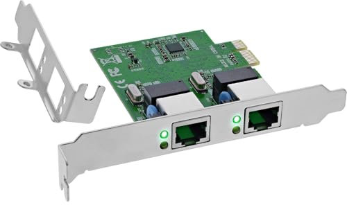 InLine Dual Gigabit Netzwerkkarte mit 2X RJ45, PCIe x1, inkl. Low Profile Slotblech, VLAN, Jumbo Frames, energieeffizient, 51128K