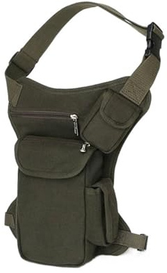 Beintasche Motorrad Canvas Taille Oberschenkel Drop Beintasche Motorrad Reiten Hip Fanny Pack(Green)