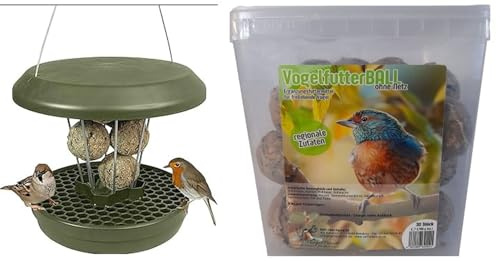 Vogel-Futtersilo SMART Birds Lucerne Dunkelgrün + 30 Stück Meisenknödel OHNE Netz