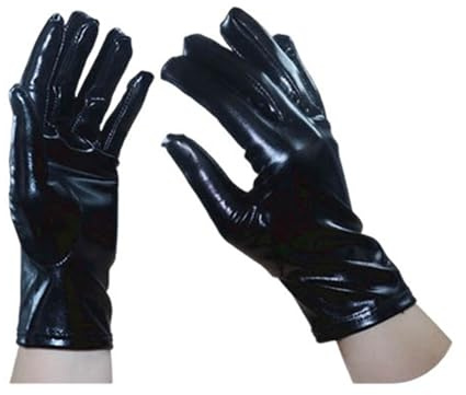 Generisch Schwarze Lange Latex Handschuhe für Damen Herren,Wet Look Handschuhe aus Naturkautschuk Cosplay Kostüm Party Clubwear Casual