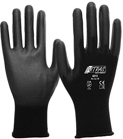 Nitras 60 Paar 6215 Nylon Strickhandschuh Schutzhandschuhe Gartenhandschuhe, Größe:9