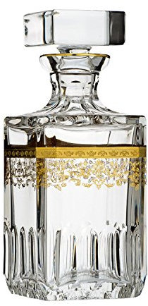 ARNSTADT KRISTALL Whiskykaraffe Cognackaraffe Princess clear (25 cm) - Kristallglas mundgeblasen · von Hand geschliffen · Handmade in Germany · inkl. 24 Karat Goldrand