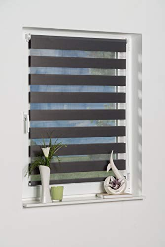 K-home Klemmfix Doppelrollo Madrid ohne Bohren Grau 85 x 200 cm (B x L)