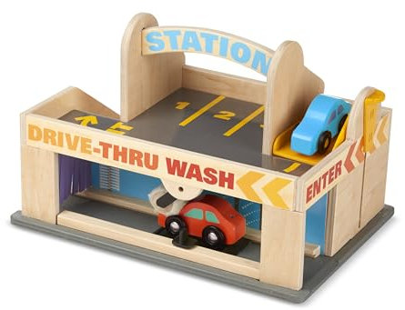 Melissa & Doug Service Station Parking Garage, 6 Pieces (E-Commerce Packaging, Great Gift for Girls and Boys - Best for 3, 4, 5, and 6 Year Olds)