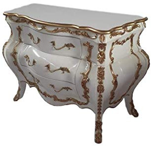 Antik königliche Louis XIV. Louises Barock Rokoko Stilmöbel Kommode Sideboard Kommodenschrank Sideboardschrank Farbe: weiß mit Gold Breite115cm