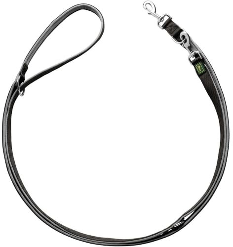 HUNTER Verstellbare Führleine NEOPREN, Farbe: schwarz/grau, strapazierfähiges Nylon, 3-fache Verstellmöglichkeit, weiche Neoprenpolsterung, ideal für Alltag und Training, Größe: 15/300