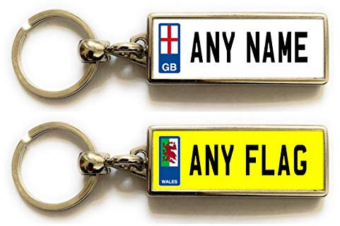JMBDeals Personalised Metal Double Sided Registration Number Plate Keyring Any Name/Text