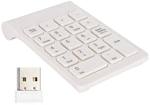 Tastiera numerica wireless 2.4G, tastierino numerico Bluetooth mini tastiera portatile a 18 tasti, tastierino numerico generale per laptop, desktop, ecc(bianca)