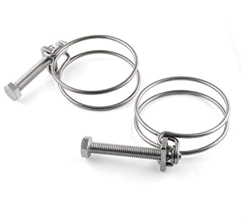 PZRT 2pcs 55-60mm Double Wire Hose Clamps Adjustable 304 Stainless Steel Hose Clamp Pipe Clamp